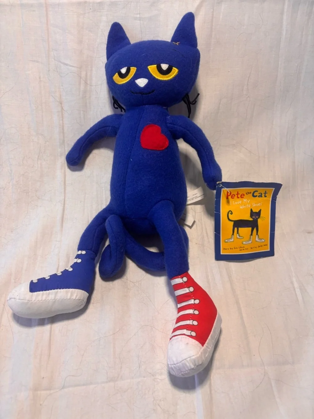Original Pete the Cat Plush Toy - Blue with Red Heart and Multi-Colored Shoes
